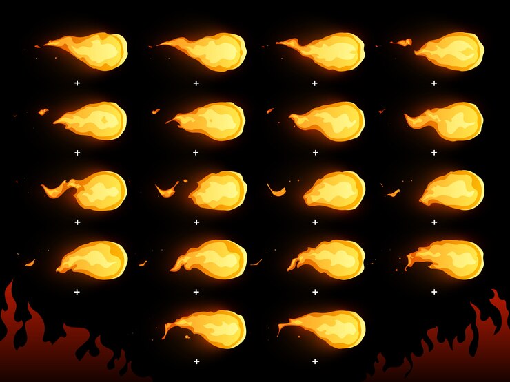 Vettore palla di fuoco fiammeggiante animata