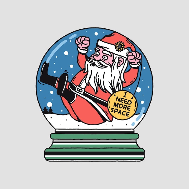 Palla di neve di Natale con l'illustrazione di vettore del carattere di Babbo Natale