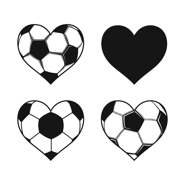 Vettore palle da calcio silhouette soccer hearts un appassionato gioco d'amore