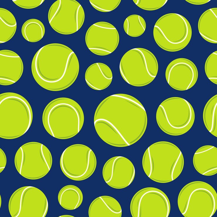 Vettore palle da tennis colorate vettoriali con motivo o sfondo senza cuciture