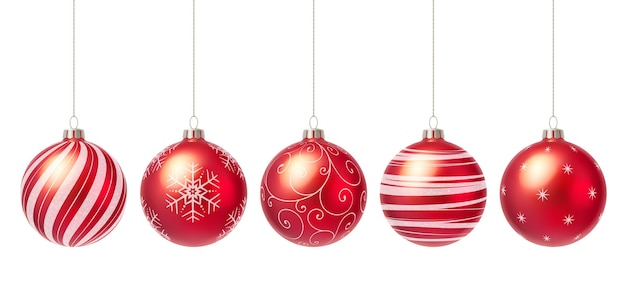 palle di Natale rosse ricoperte di ornamenti