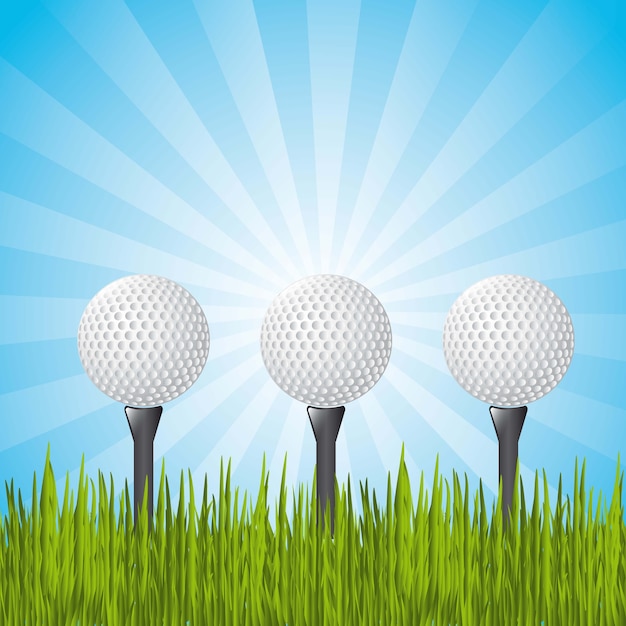 palline da golf sul paesaggio con illustrazione vettoriale erba