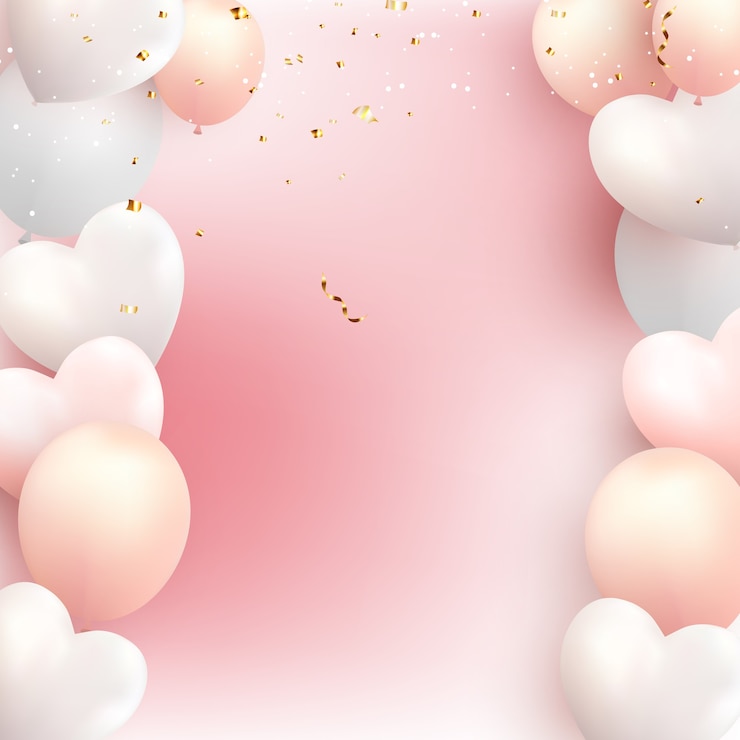 Vettore palloncini colorati con illustrazione di cuori in rosa