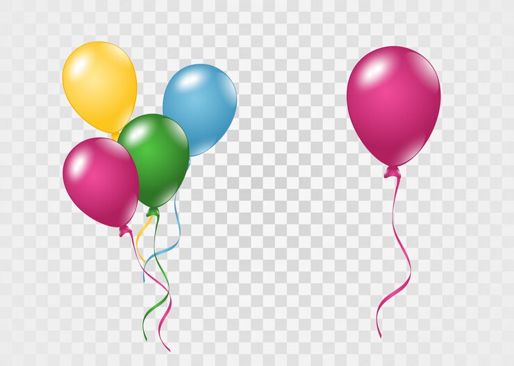 Vettore palloncini volanti. palloncini multicolori su uno sfondo trasparente.