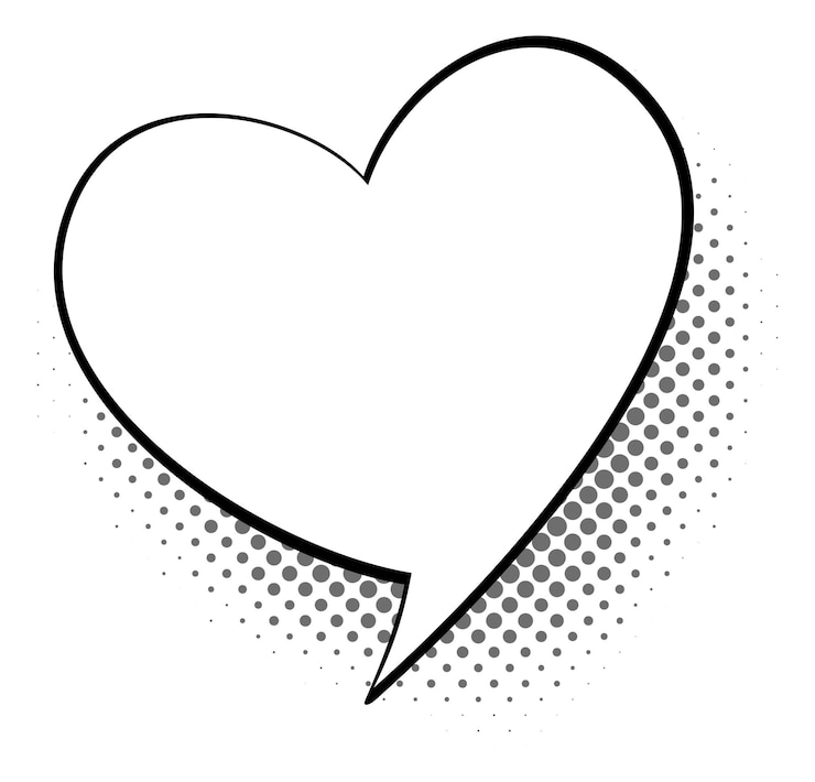 Vettore palloncino a forma di cuore in stile fumetto vintage
