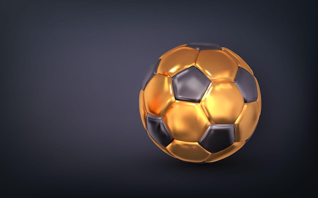 Pallone da calcio dorato realistico 3d Pallone da calcio in oro Illustrazione vettoriale