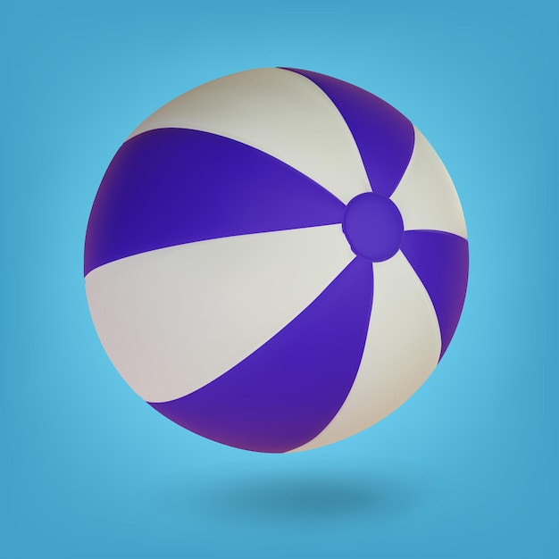 Pallone da spiaggia isolato su sfondo blu Rendering 3D Illustrazione vettoriale
