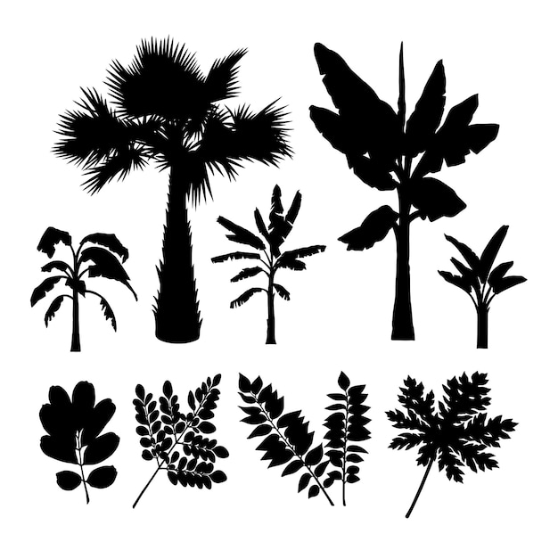 Palme e alberi silhouette buon uso per il simbolo o l'icona del segno