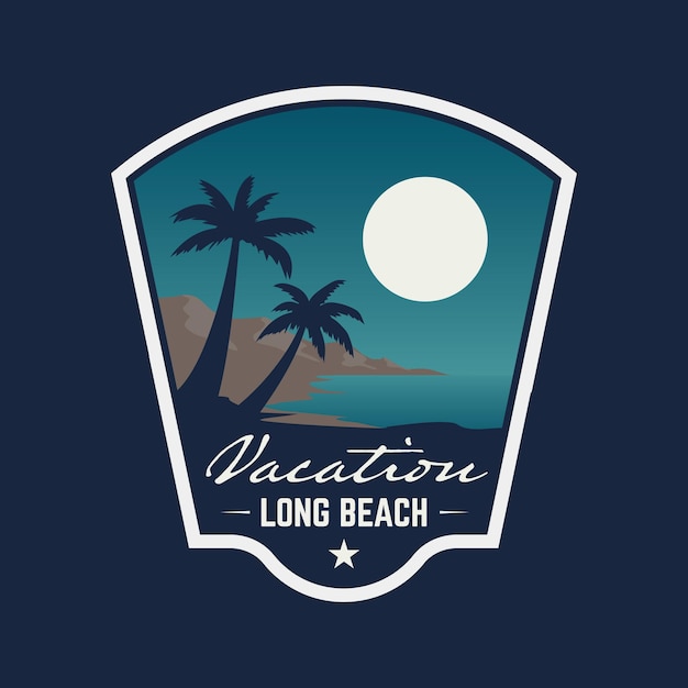 Palmera di montagna di spiaggia Long beach Badge patch Stickers logo illustrtation vettoriale