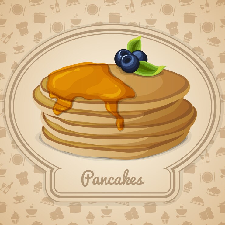 Vettore pancake con illustrazione di sciroppo