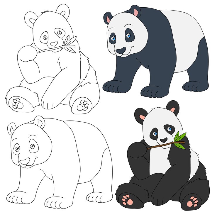 Panda Clipart Set Wild Animals collezione di clip per gli amanti della giungla e della fauna selvatica