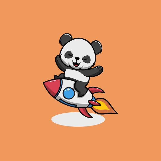 Panda sveglio con l'illustrazione del fumetto del razzo