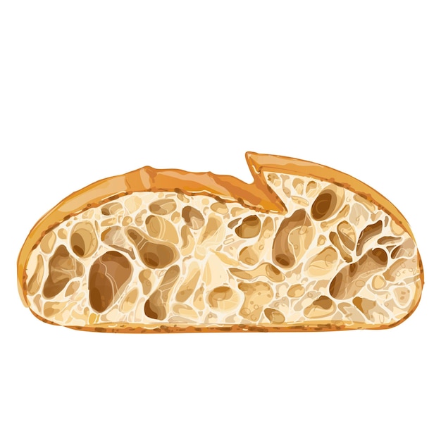 Pane a fette Fetta di pane integrale Pezzo da forno di crostino arrosto Immagine realistica dell'illustrazione