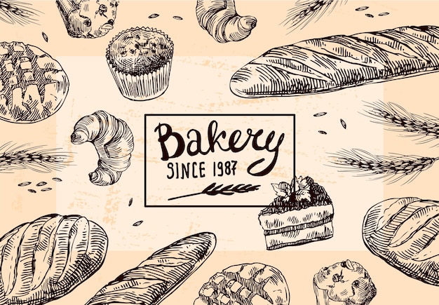 Panetteria di illustrazione vettoriale disegnata a mano