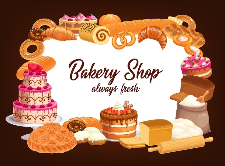 Vettore panetteria panetteria torte e dolci dolci