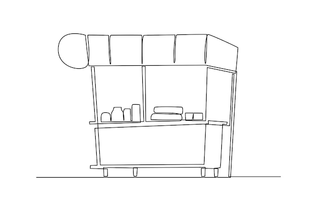 Panificio di strada Concetto di mercato tradizionale mercato di linea semplice Design in bianco e nero del mercato tradizionale Illustrazione vettoriale