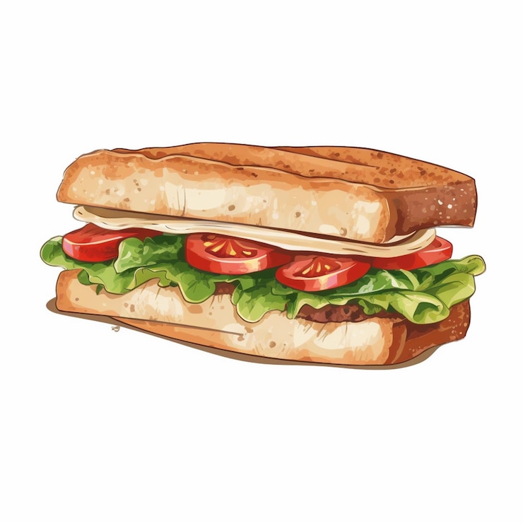 Vettore panino cibo vettore spuntino pane illustrazione pranzo pasto formaggio hamburger veloce isolato res