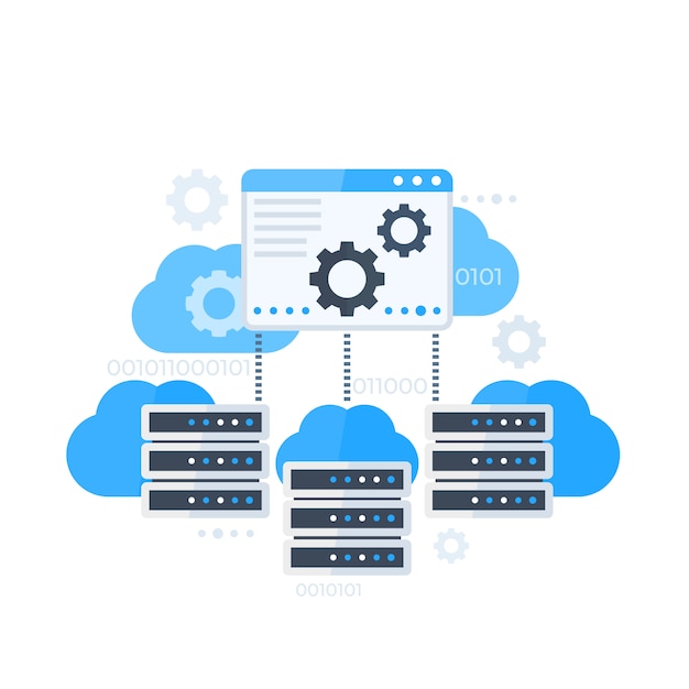 Pannello di controllo del server, hosting software illustrazione vettoriale