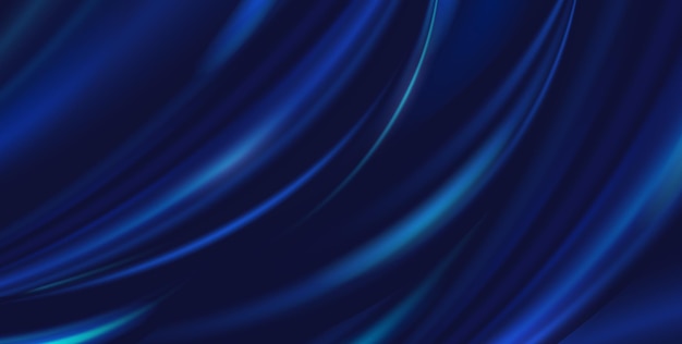 Panno blu di lusso astratto del fondo di vettore. Texture di seta, onda liquida, carta da parati elegante con pieghe ondulate. Materiale in velluto satinato con illustrazione realistica
