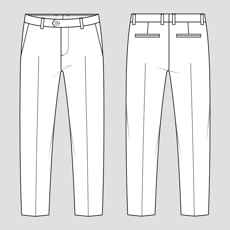 Vettore pantaloni da completo. abbigliamento da ufficio da uomo. schizzo tecnico di vettore. modello di prova.