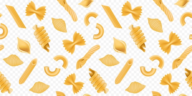 Pantone di pasta penne e macaroni sfondo noodle cibo italiano consistenza di cucina retro per ristoranti e imballaggi di prodotti produzione di cucina tradizionale disegno vettoriale senza cuciture