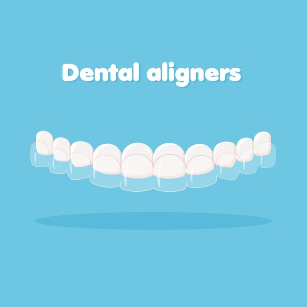 Paradenti Denti con bretelle trasparenti Allineamento dei denti mediante allineatori Odontoiatria ortodontica