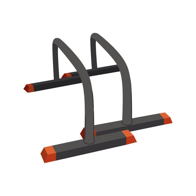 Parallettes illustrazione vettoriale Set di oggetti di allenamento Disegno piatto delle attrezzature da palestra Raccolta sul tema dello sport Ideale per una guida sportiva