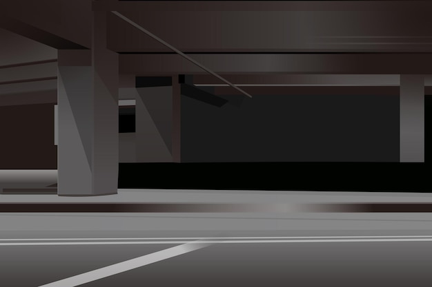 Parcheggio urbano oscuro Vettore sfondo Garaggio sotterraneo futuristico