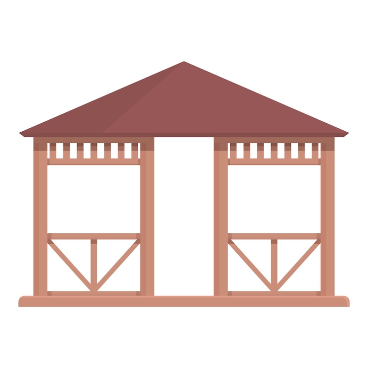 Vettore parco pergola icona vettore cartoon casa per matrimoni natura del legno