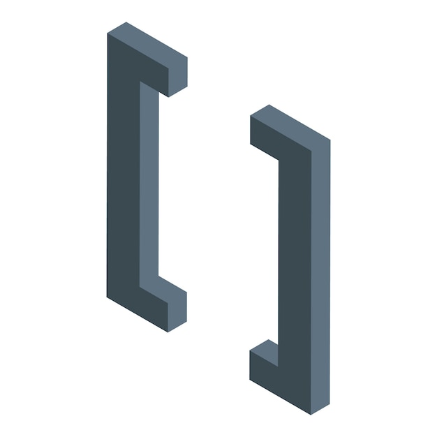 Parentesi quadrate che creano spazio vuoto rendering 3D isometrico