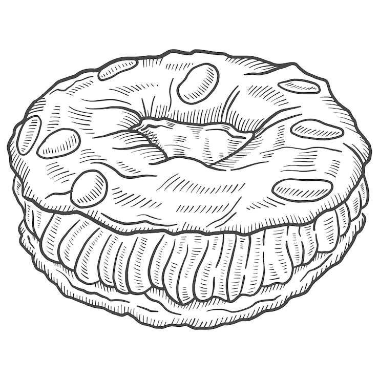 Vettore parigi brest francia dessert spuntino isolato doodle schizzo disegnato a mano con stile contorno