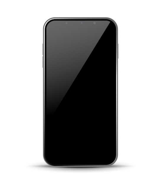 Parte anteriore del design dello smartphone isolata. Concetto di mockup del telefono cellulare. Illustrazione vettoriale.