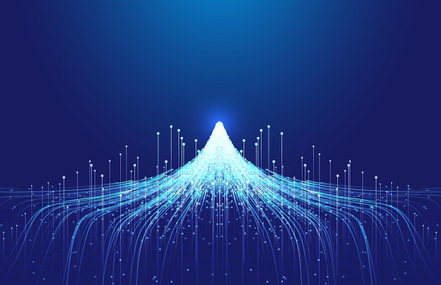 Particelle di punti come lo sfondo della tecnologia della montagna di neve ghiacciata