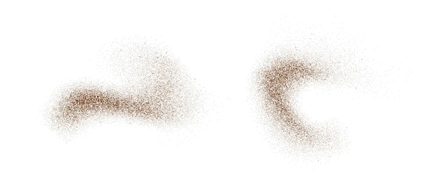 Particelle e macchie di polvere di caffè, cacao o cioccolato Elementi ondulati di polvere marrone o di sabbia