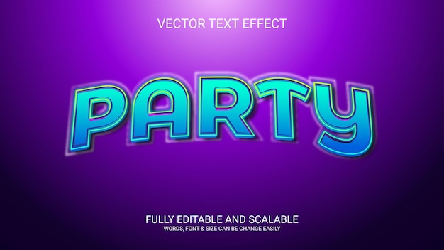 Party 3D Effetto di testo vettoriale Eps completamente modificabile
