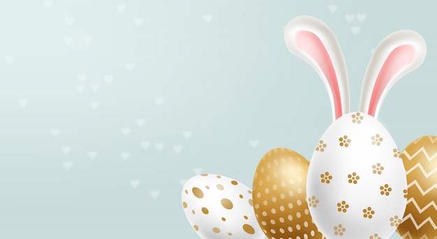 Pasqua dipinta uova d&#39;oro e copyspace