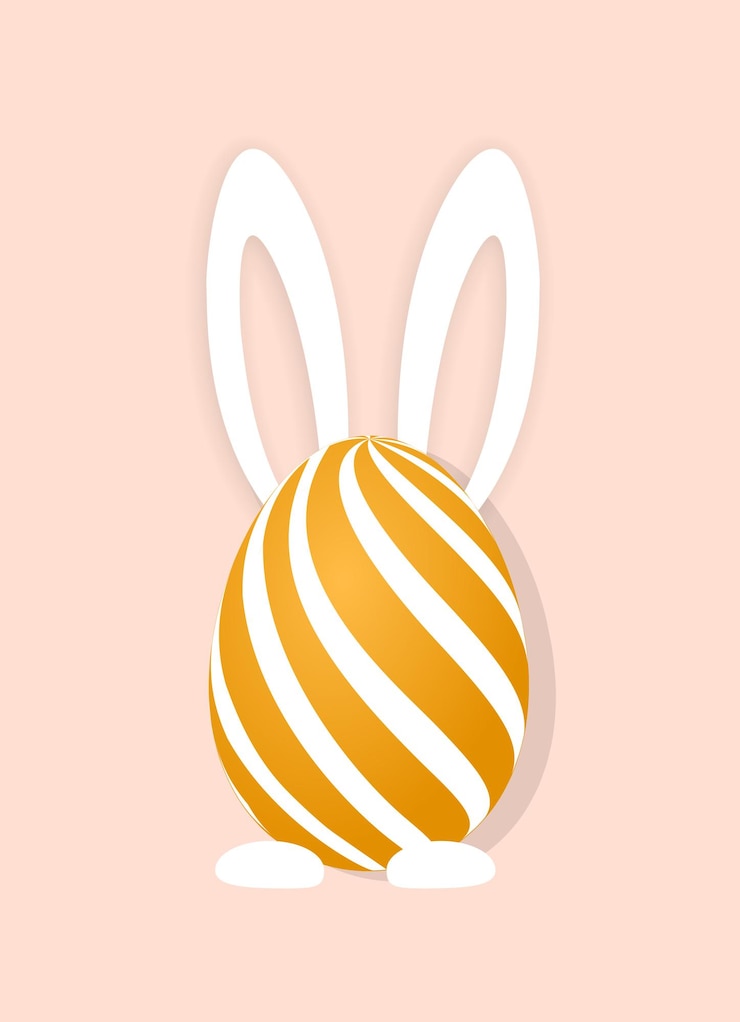 Vettore pasqua giorno design 3d realistico uovo coniglietto holiday banner web poster flyer sfondo di pasqua primaverile