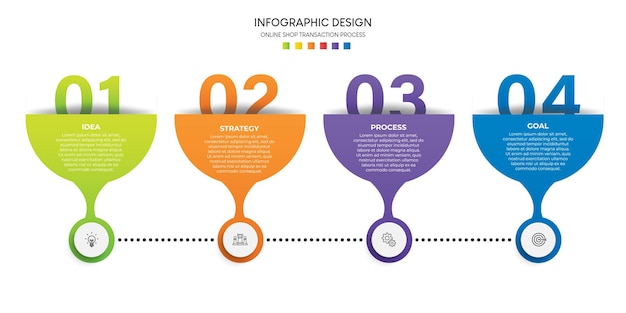 Passaggi per la progettazione del modello di infografica del processo di visualizzazione dei dati aziendali con le icone