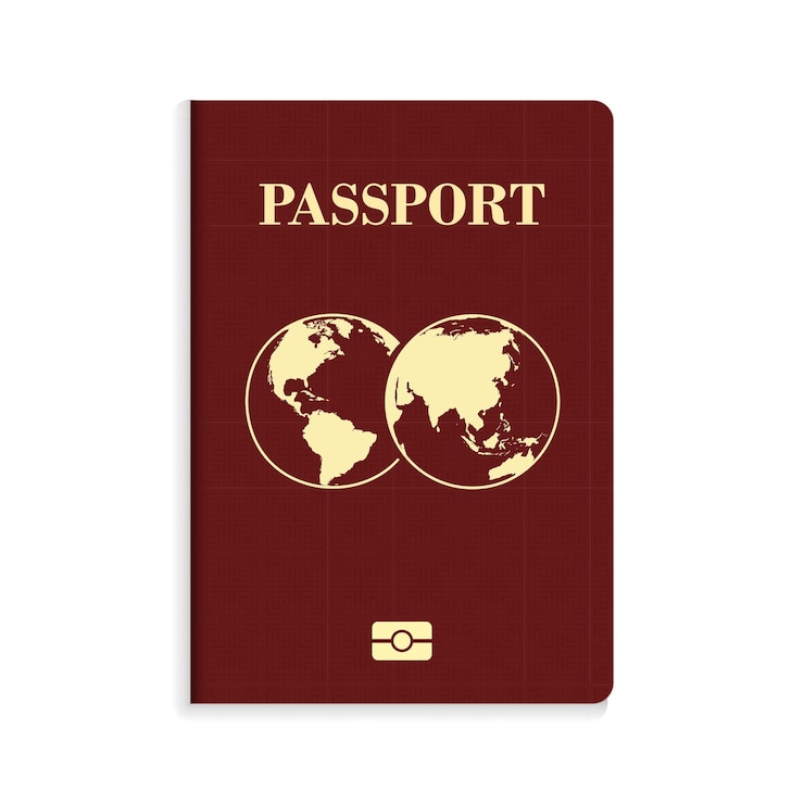 Vettore passaporto rosso biometrico internazionale isolato su sfondo bianco