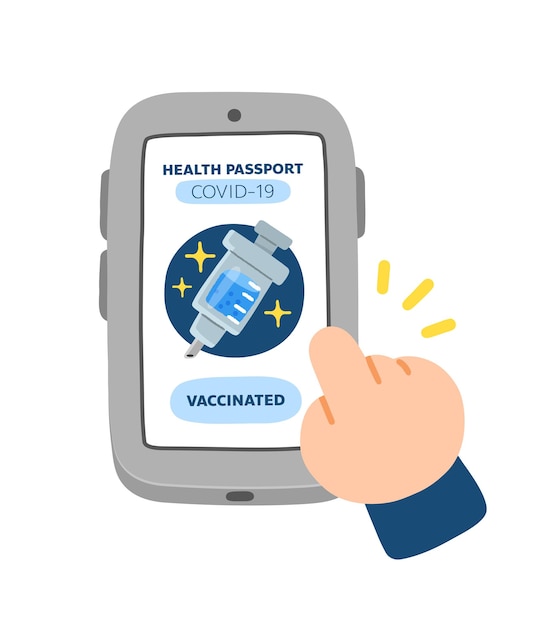 passaporto sanitario digitale covid 19 vaccinato su smartphone