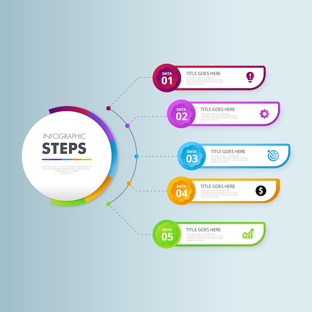 Passi infografici per la crescita e il successo delle imprese