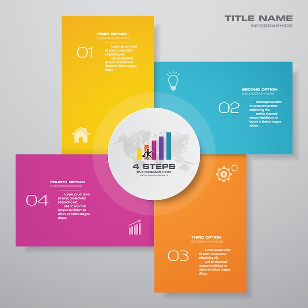 passi infographics elemento modello grafico per la presentazione.