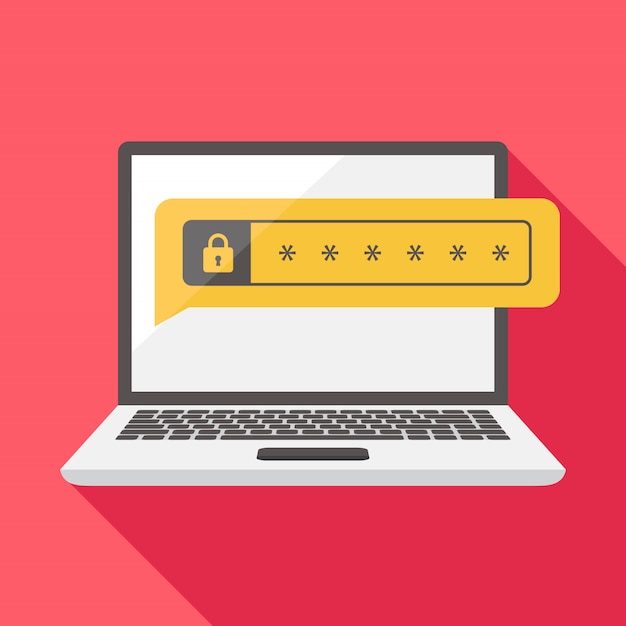 Password di sicurezza sul design piatto illustrazione portatile