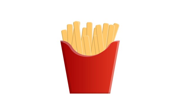 Patate fritte su sfondo bianco illustrazione vettoriale Patatine fritte in un sacchetto di cartone rosso veloce
