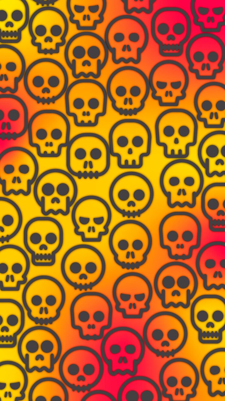 Vettore patron naranja creativo con calavera concepto de halloween fondo de pantalla para movil