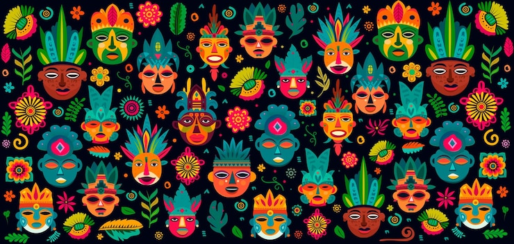 Vettore patron sobre mazcaras mayasaztecas