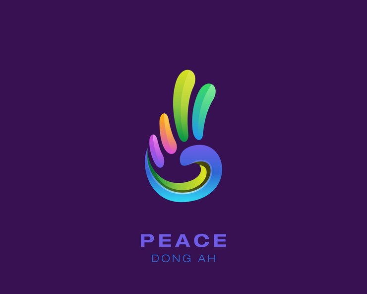 Vettore peace dong ah logo della mano a due dita