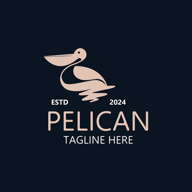 Pellicano uccello silhoutte logo vintage illustrazione vettoriale icona modello graphic design