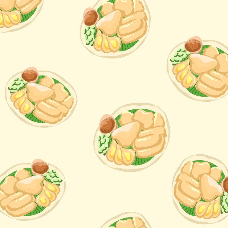Vettore pempek disegnato a mano tradizionale modello indonesiano set di cibo illustrato