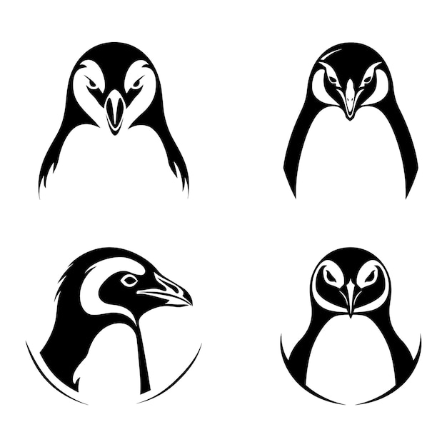 Penguin Logo silhouette Set Isolato su sfondo bianco Penguin Icon Set Vector Design